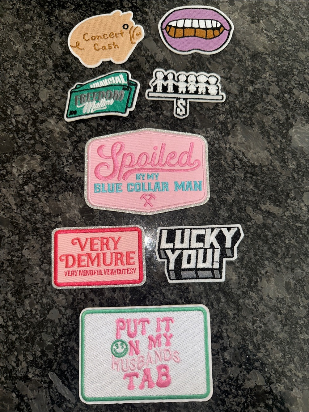Assorted Embroidered Iron-On Patches - Pink, Green, Tan, Purple, White